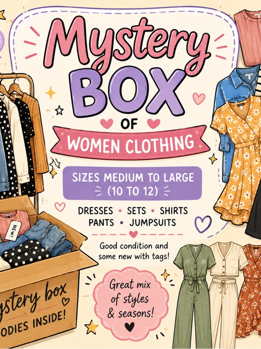 Mystery Box Women Clothing -Some new with tags, some in good condition!